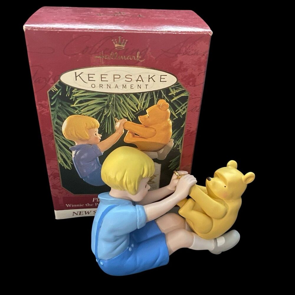 Vtg Hallmark Ornament Playing With Pooh Christopher Robin & Winnie 1999 Disney